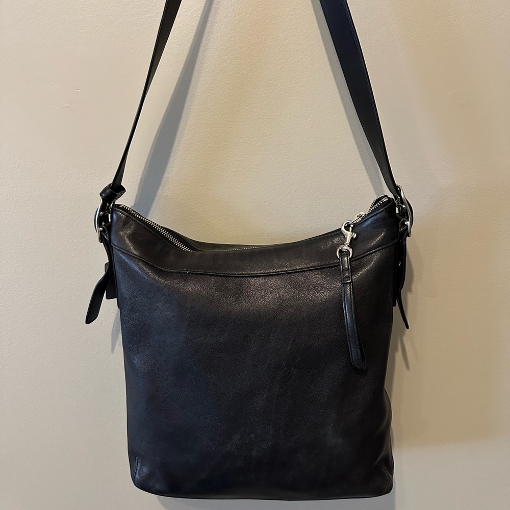VINTAGE COACH 9188 BLACK LEATHER SHOULDER BAG